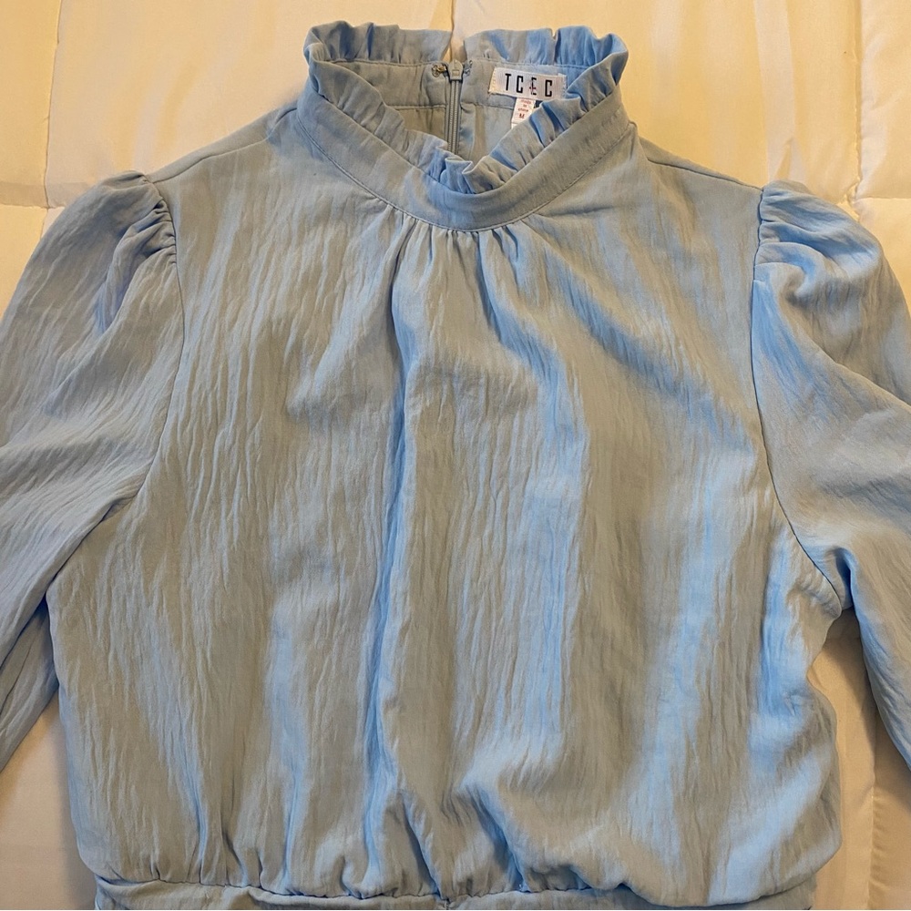 TCEC Baby Blue Ruffled Long Sleeve Dress - Picture 2 of 3